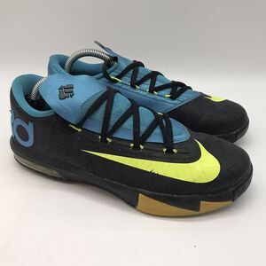 Nike KD VI 6 Athletic Sneakers Youth 5Y Black Volt Blue 599477-006 Kevin Durant